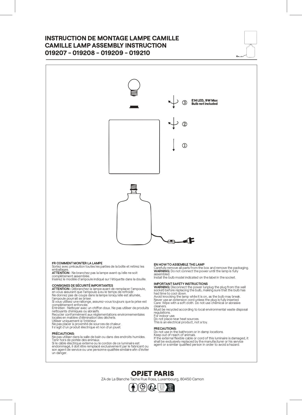 LAMPE CAMILLE 019210 CHOCOLAT