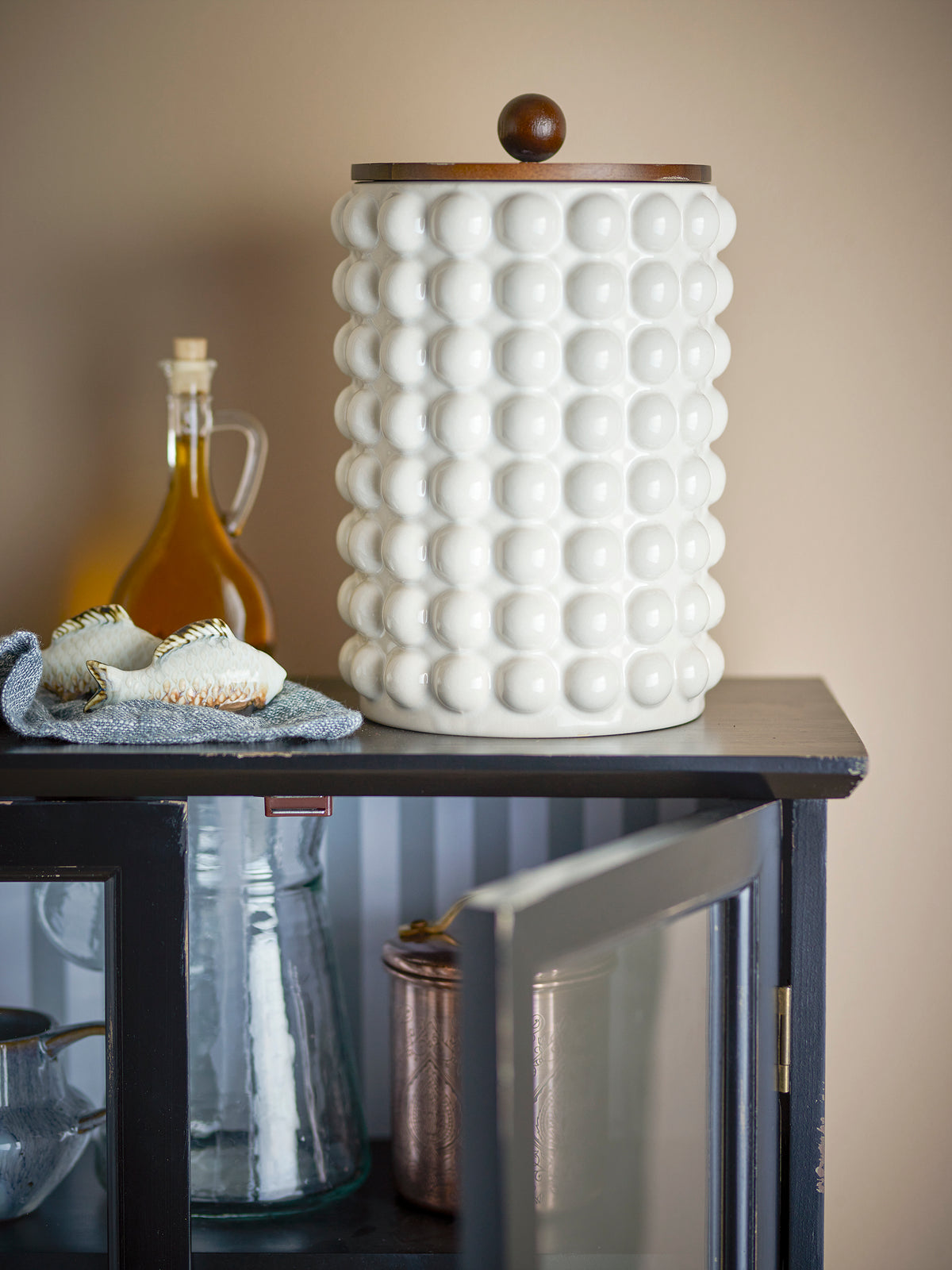MADGE CRUCHE AVEC COUVERCLE, BLANC GRES